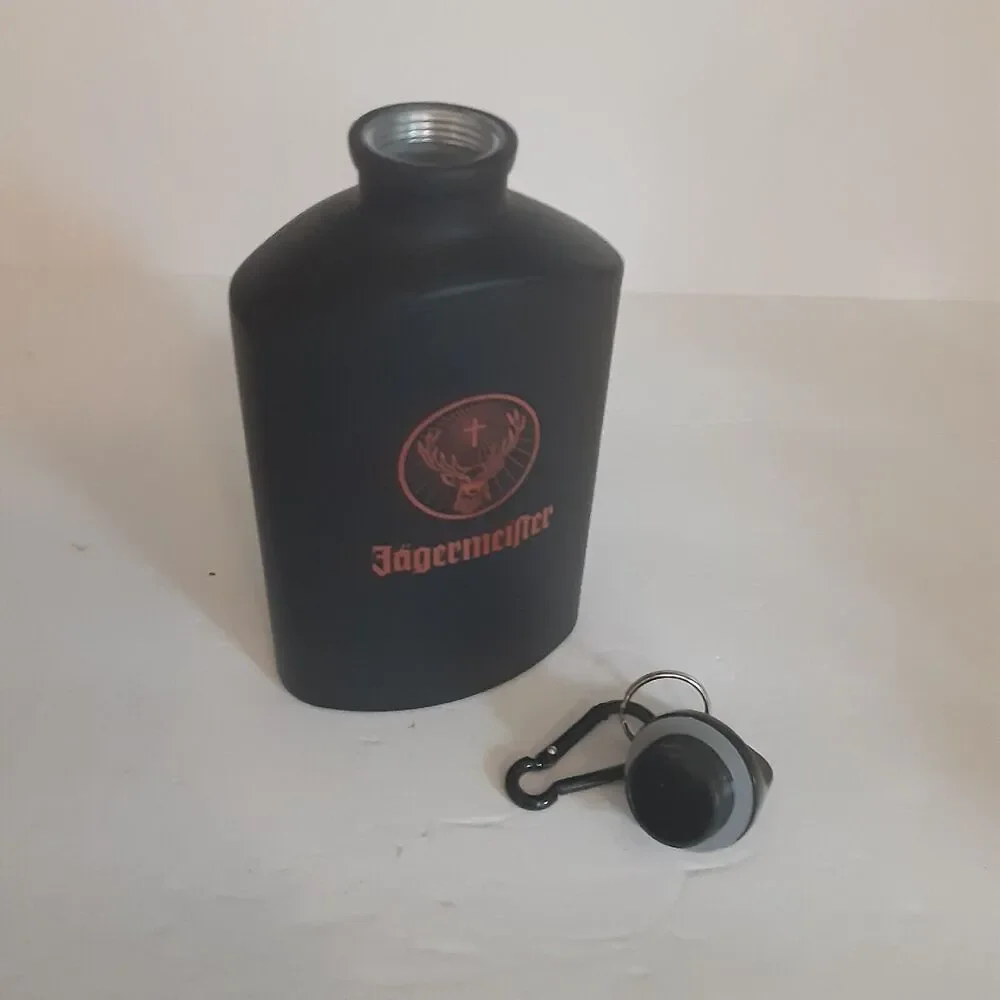 Jaegermeister Aluminum Flask Wolfenbuttel w/ Belt ring Masculine Hearty